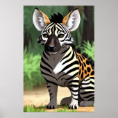 Koel- en schattige Hybride Zebra | AI Art. Poster (Voorkant)