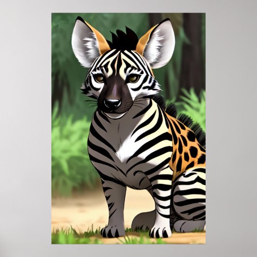 Koel- en schattige Hybride Zebra | AI Art. Poster (Voorkant)