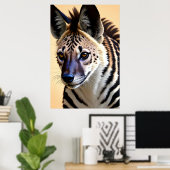 Koel- en schattige hybride Zebra Hyena | AI Art. Poster (Thuiskantoor)