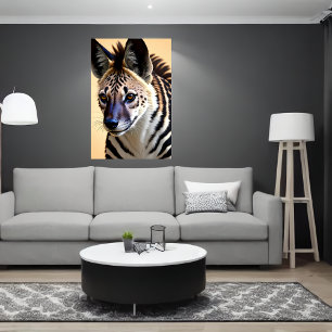 Koel- en schattige hybride Zebra Hyena AI Art. Poster