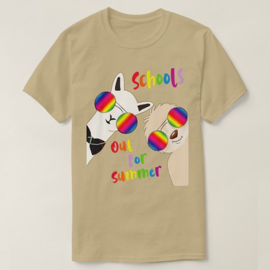 Koel en zonnebrillen Llama-scholen uit voor summ T-shirt (Design voorkant)