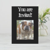 Koel English Bulldog Invitation Birthday of Any Oc Kaart (Staand voorkant)