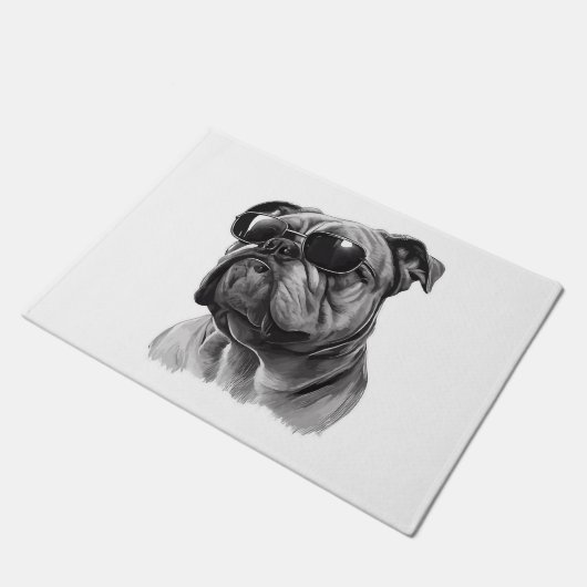Koel English Bulldog Wearing Sunbril Deurmat (Schuin)