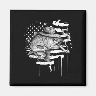 Koel forelvis roken outdoor hengelaar humor kunst  magneet
