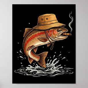 Koel forelvis roken outdoor hengelaar humor kunst poster