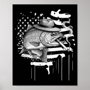 Koel forelvis roken outdoor hengelaar humor kunst poster