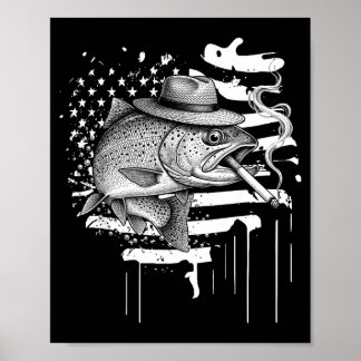 Koel forelvis roken outdoor hengelaar humor kunst  poster