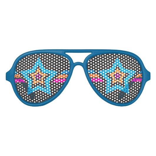 Koel Funky Blauwe Sterren Aviator Zonnebril (Voorkant)