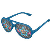 Koel Funky Blauwe Sterren Aviator Zonnebril (Gekanteld)