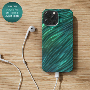 Koel funky donker tealblauw groen 3D-kunstpatroon iPhone 16 Pro Max Hoesje