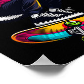 Koel funky skunk skateboarden illustratie kunst poster (Hoek)