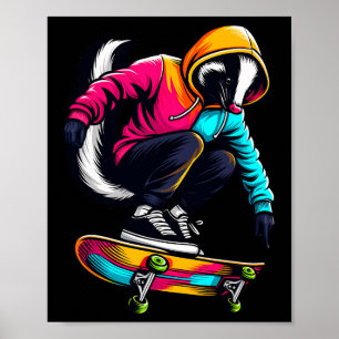 Koel funky skunk skateboarden illustratie kunst  poster