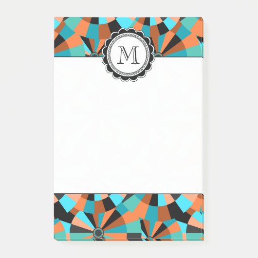 Koel Futuristische cirkels in Oranje en Aqua Post-it® Notes (Voorkant)