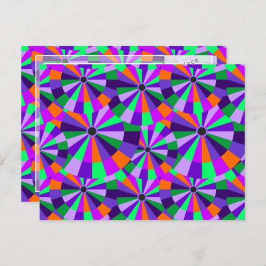 Koel Futuristische cirkels in Oranje en Paars Briefkaart (Voorkant / Achterkant)