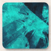 Koel Gebroken Blauw Abstract Bier Onderzetter (Voorkant)