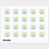 Koel geel 1e rubber eend verjaardagsuitnodigingen ronde sticker (Vel)