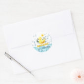 Koel geel 1e rubber eend verjaardagsuitnodigingen ronde sticker (Envelop)