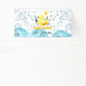 Koel geel 1e rubber eend verjaardagsuitnodigingen spandoek (Insitu)