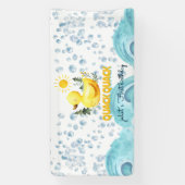 Koel geel 1e rubber eend verjaardagsuitnodigingen spandoek (Verticaal)