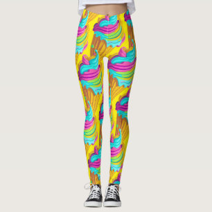 Koel Geel Roze Regenboog Zomer IJshoorntjes  Leggings