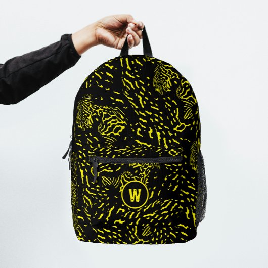 Koel Geel Tijger Wild Dier Print Monogram Bedrukte Rugzak