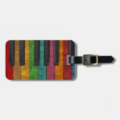 Koel gekleurd antiek grunge-effect piano bagagelabel (Voorkant horizontaal)