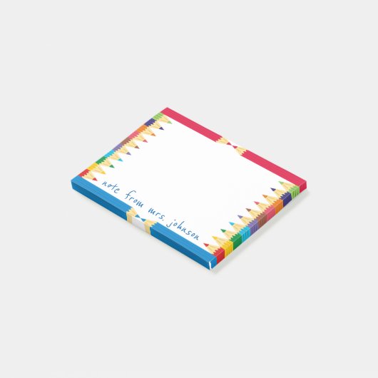 Koel gekleurde potloodhouder post-it® notes (Schuin)