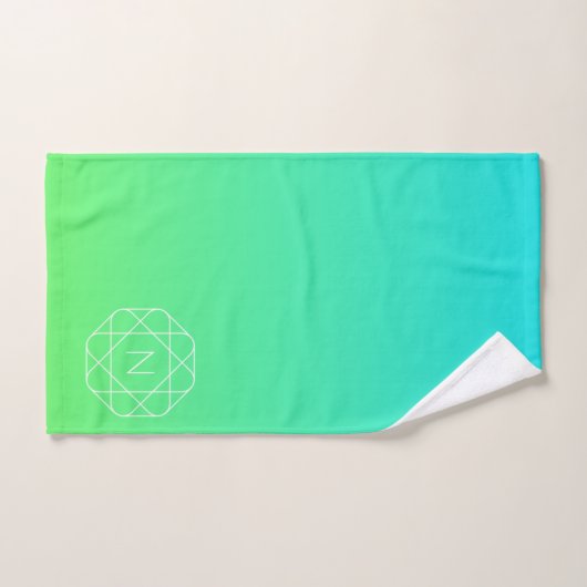 Koel geometrisch monogram | Blauw & Lime Groen Omb Bad Handdoek (Handdoek)