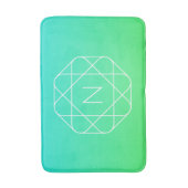 Koel geometrisch monogram | Blauw & Lime Groen Omb Badmat (Voorkant Verticaal)