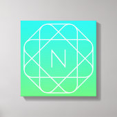 Koel geometrisch monogram | Blauw & Lime Groen Omb Canvas Afdruk (Voorkant)