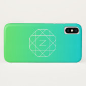Koel geometrisch monogram | Blauw & Lime Groen Omb Case-Mate iPhone Case (Achterkant (horizontaal))