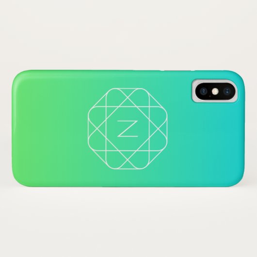 Koel geometrisch monogram | Blauw & Lime Groen Omb Case-Mate iPhone Case (Achterkant (horizontaal))