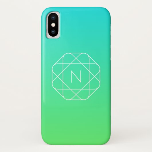 Koel geometrisch monogram | Blauw & Lime Groen Omb Case-Mate iPhone Case (Achterkant)