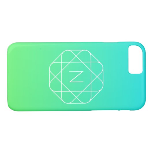 Koel geometrisch monogram | Blauw & Lime Groen Omb Case-Mate iPhone Case (Achterkant (Horizontaal))