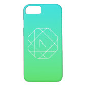 Koel geometrisch monogram | Blauw & Lime Groen Omb Case-Mate iPhone Case (Achterkant)