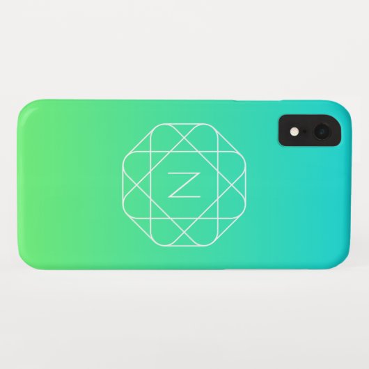 Koel geometrisch monogram | Blauw & Lime Groen Omb Case-Mate iPhone Case (Achterkant (horizontaal))