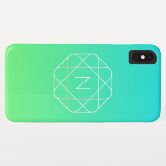 Koel geometrisch monogram | Blauw & Lime Groen Omb Case-Mate iPhone Case (Achterkant (horizontaal))