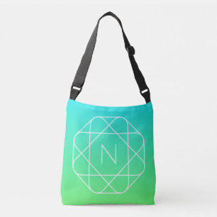 Koel geometrisch monogram   Blauw & Lime Groen Omb Crossbody Tas