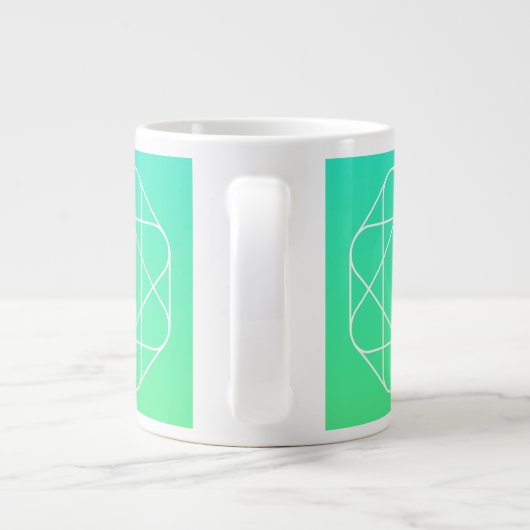 Koel geometrisch monogram | Blauw & Lime Groen Omb Grote Koffiekop (Achterkant)