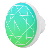 Koel geometrisch monogram | Blauw & Lime Groen Omb Keramische Knop (Rechts)
