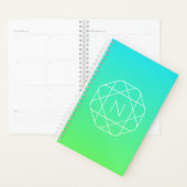 Koel geometrisch monogram | Blauw & Lime Groen Omb Planner (Display)