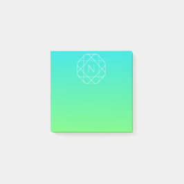 Koel geometrisch monogram | Blauw & Lime Groen Omb Post-it® Notes
