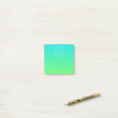 Koel geometrisch monogram | Blauw & Lime Groen Omb Post-it® Notes (Op bureau)