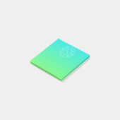 Koel geometrisch monogram | Blauw & Lime Groen Omb Post-it® Notes (Schuin)