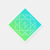 Koel geometrisch monogram | Blauw & Lime Groen Omb Servet (Hoek)