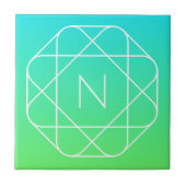 Koel geometrisch monogram | Blauw & Lime Groen Omb Tegeltje (Voorkant)