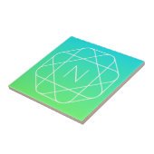 Koel geometrisch monogram | Blauw & Lime Groen Omb Tegeltje (Zijkant)