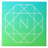 Koel geometrisch monogram | Blauw & Lime Groen Omb Tegeltje (Voorkant)