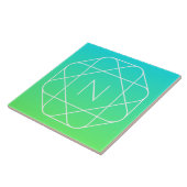 Koel geometrisch monogram | Blauw & Lime Groen Omb Tegeltje (Zijkant)