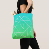 Koel geometrisch monogram | Blauw & Lime Groen Omb Tote Bag (Dichtbij)